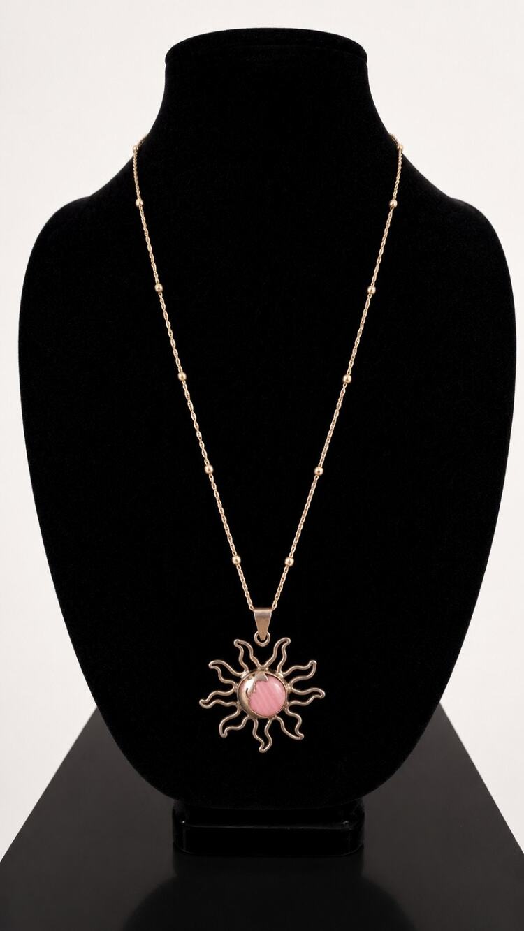 Vintage Mexico Sterling Silver Sun Moon Pendant & 18" Italy 925 LIRM...